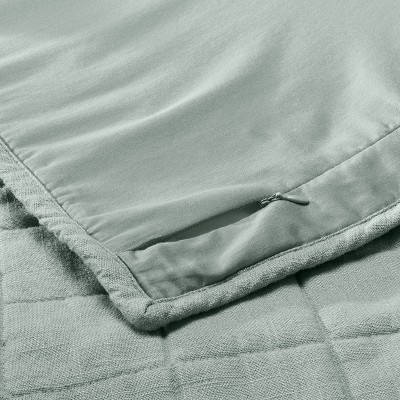 Sage Green Cotton Linen Blend Quilted Pillow Sham