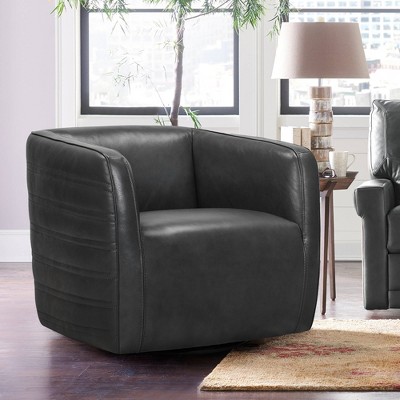 Gray leather barrel chair new arrivals