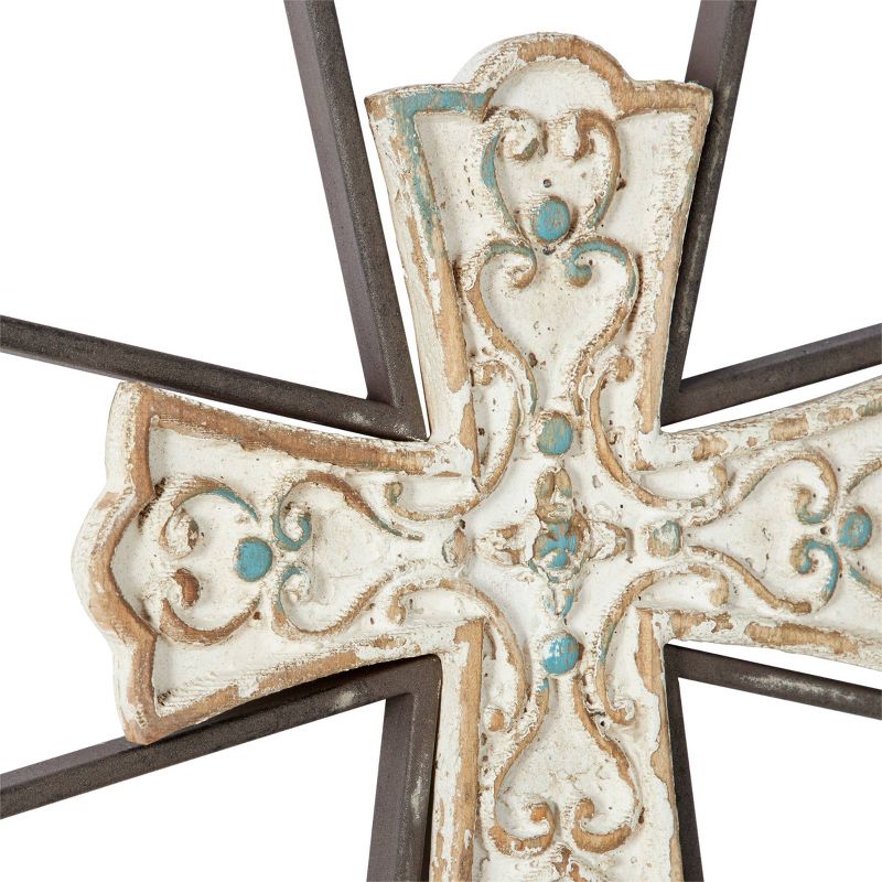 Set of 2 Metal Cross Carved Wood Wall Decors Black - Olivia &#38; May, 3 of 7