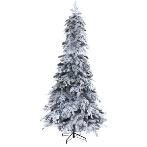 Nearly Natural 8-ft Flocked Montana Down Swept Spruce Artificial Christmas Tree with Pinecones and 500 LED Lights - 1 of 4