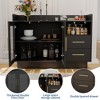 Rustic Modern Home Bar Cabinet with LED Lights & Glass Doors - Coffee & Wine Bar Station for Kitchen, Dining Room, Game Room Furniture - 4 of 4