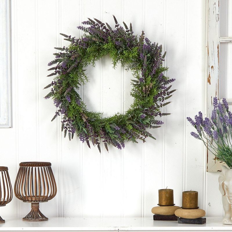 Nearly Natural 24” Lavender Artificial Wreath, 3 of 5