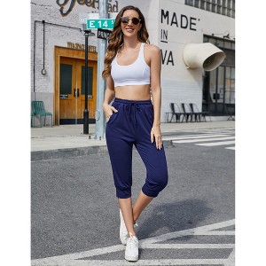 Women's Pajama Bottoms Lounge Pants Casual Cropped Trouser with Pockets & Drawstring - 1 of 4