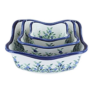 Blue Rose Polish Pottery 193012 Zaklady Square Scallop Bowl Set - 1 of 1