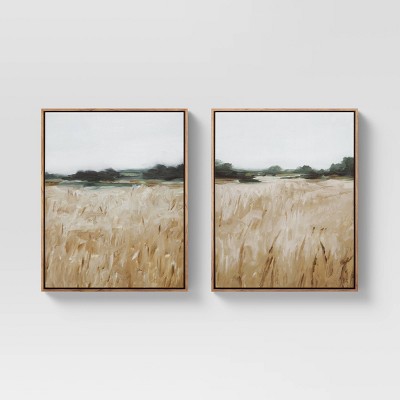 (Set of 2) 16" x 20" Grassy View Framed Canvas - Threshold™