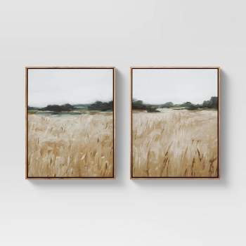(Set of 2) 16" x 20" Grassy View Framed Canvas - Threshold™