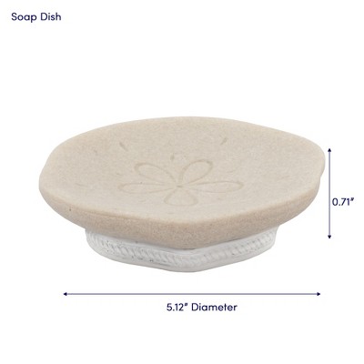 Beach Sand Coastal Shell Resin Bathroom Accessory Set, 4 Piece
