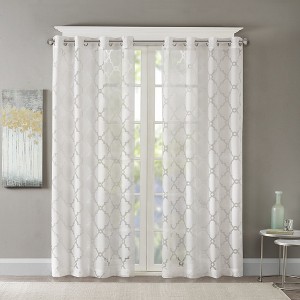 Stylish Eden Fretwork Curtain Panel, Lightweigh Sheer Fabric fits Various Rooms Decor for All Season - 1 of 4