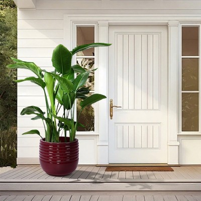 Chic Crate Modern Ceramic Planter Pots Set of 3 – Versatile Indoor/Outdoor Flowerpots with Drainage Holes