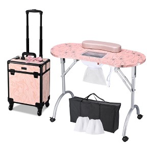 Byootique Folding Manicure Table Nail Desk & Rolling Makeup Train Case CB Dusk - 1 of 4