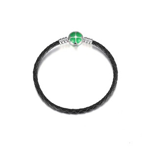 Leather Braided Charm Bracelet for Women 21 cm Sterling Silver Clover Clasp Ginger Lyne Collection - 1 of 4