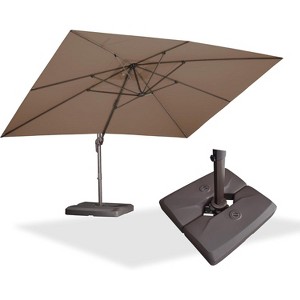 PURPLE LEA Cantilever Patio Umbrella with Base Included Square Umbrella with 360° Rotation and Aluminum Offset Hanging Outdoor Umbrella - 1 of 4