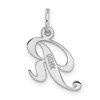 Black Bow Jewelry 14k White Gold Ella Collection Small Fancy Script Initial Pendant A-W - 3 of 4