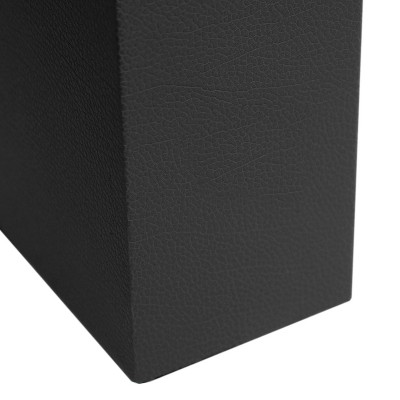 Modern Black Leather Rectangular Table Lamp with White Fabric Shade