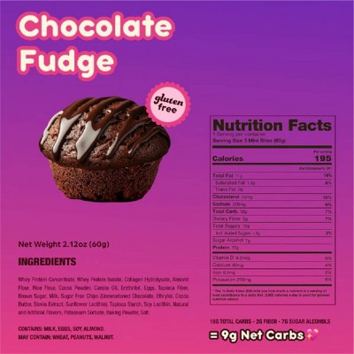 Prime Bites Chocolate Fudge Protein Mini Muffins - 15g Protein - 8.48oz/4ct