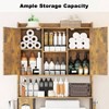 32 inch over toilet storage cabinet with metal frame and adjustable shelves rustic brown bathroom organizer laundry farmhouse style - 4 of 4