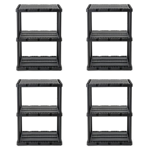 Gracious Living 4-Shelf Fixed Height Solid Organizing Storage Unit (2 Pack), Black