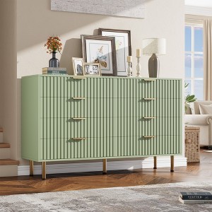 Fluted 8 Drawer Storage Dresser, Tall Modern Chest with Ample Deep Drawers and Wide Top, Wooden Organizer for Living Room, Hallway - 1 of 4