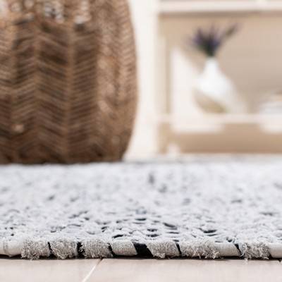 Grey and Natural Flat Woven Cotton Cowhide Area Rug