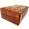 Hand-Carved Wooden Treasure Chest, 'Tree of Life' Jewelry & Watch Storage Box, 8x5 Inch Decorative Gift - 3 of 4