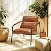 Accent Chair, Metal Framed Armchair, Synthetic Leather with Stitching, Mid-Century Modern, Sling Chair - 2 of 4