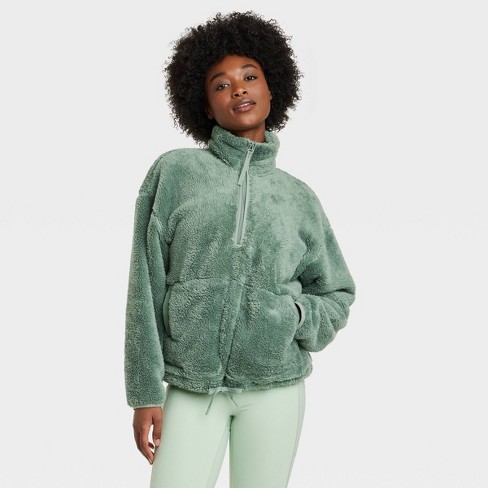 Women's High Pile Fleece 1/2 Zip Pullover - All In Motion™ Green Xl : Target
