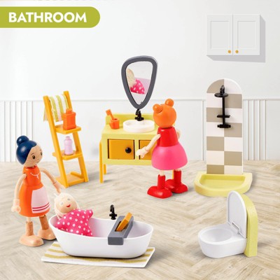 Etokfoks 85pcs Wooden and Plastic Dollhouse Furniture Set for 6 Rooms Modern Pretend Play Accessories for Kids Toddlers Ages 3 and Up — фото 5