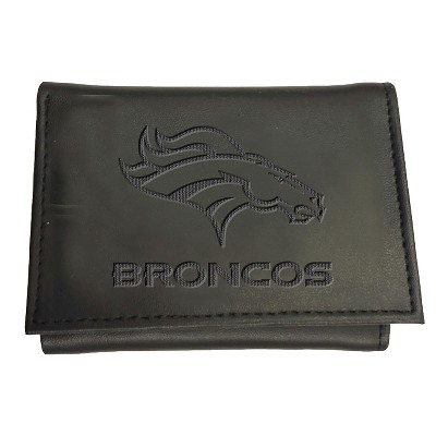 Evergreen NFL Denver Broncos Black Leather Trifold Wallet Officially Licensed with Gift Box
