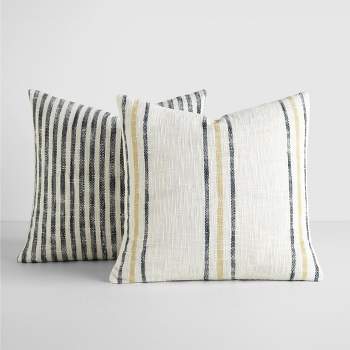 2-pack Cotton Slub Navy Distressed Floral Throw Pillows And Pillow Inserts  Set - Becky Cameron, Distressed Floral Navy : Target