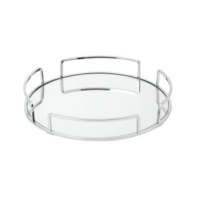 Elegant Chrome-Finished Round Glass Bathroom Tray