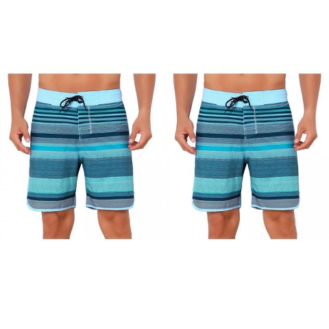 INSPIRE CHIC Men's Summer Beach Color Block Striped Drawstring Casual Board Shorts 2 Light Blue 30