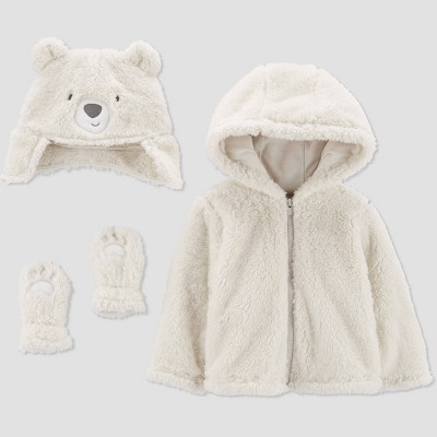 Carter's Just One You® Baby Bear Faux Fur Jacket - Cream 9-12M
