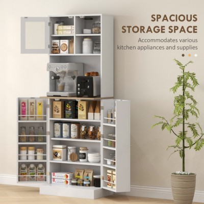 LunaLulinlk 66.5" Dining Room Food Storage Cabinet with Microwave Shelf