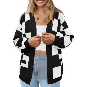 Coolmee Women's Cardigan Casual Long Sleeves Knitted Open Front Cardigans Sweaters with Pockets - 1 of 2