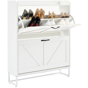 Hyleory Shoe Cabinet Organizers and Storage, Hidden Shoe Rack with 2 Flip Drawers Doors, Tall Narrow Shoe Cabinet,Shoe Organizer for entryway, Hallway - 1 of 4