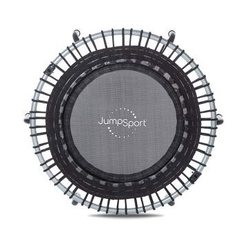 JumpSport 350f Lightweight Round Fitness Indoor Trampoline Rebounder Workout Home Gym Equipment with EnduroLast Elastic Cords for All Ages, Black