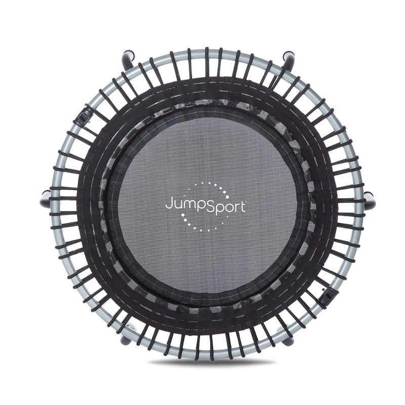 JumpSport 350f Lightweight Round Fitness Indoor Trampoline Rebounder Workout Home Gym Equipment with EnduroLast Elastic Cords for All Ages, Black, 1 of 7