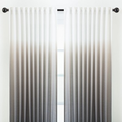 Black Gray Ombre Sheer Polyester Window Curtain Panels 52 x 63 Inches