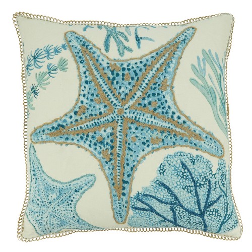 20"x20" Oversize Starfish with Poly Filling Square Throw Pillow Aqua Blue - Saro Lifestyle