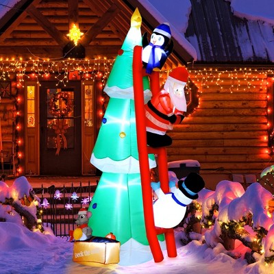Whizmax 7ft Christmas Inflatables Outdoor Decorations with Build in LED and Colorful Rotating Lights, Inflatables Tree with for Christmas Yard Garden