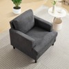 Modern linen chair for living room single sofa chair with wooden legs and pillow, fabric living room side chair - 4 of 4