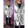 Lars Amadeus Men's Metallic Disco Party Long Trench Coat with Belt - 4 of 4
