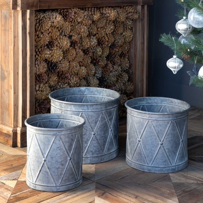 Park Hill Collection Metal Drum Planters