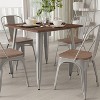 Merrick Lane 5 Piece Dining Set with Modern Metal Table with Silver Powder Coated Steel Frame and Wood Top and 4 Matching Stack Chairs - 3 of 3