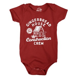 Gingerbread House Construction Crew Baby Bodysuit Funny Sarcastic Christmas Jumper For Infants - Crazy Dog Baby Bodysuit Gift For Christmas - 1 of 4