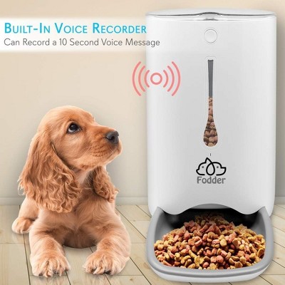 White Smart Automatic Pet Feeder with Voice Recorder