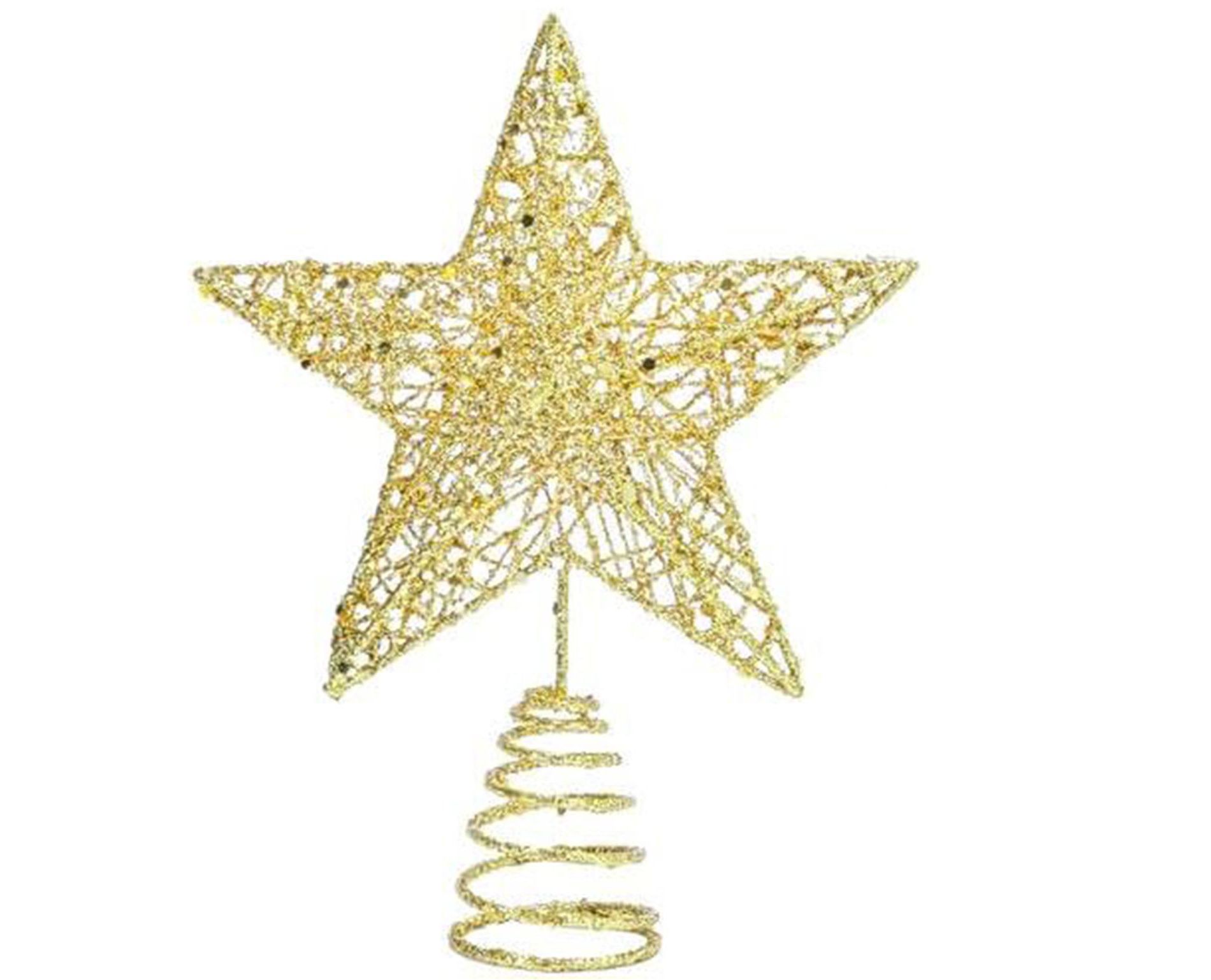 Aoibox Christmas Tree Topper Gold Glitter Star Hollow Metal Design 8 Inch High 6 Inch Wide 1 Piece for Holiday Xmas Tree Decoration