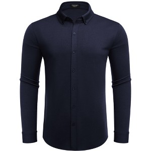 COOFANDY Men's Long Sleeve Dress Shirt Casual Button Down Shirts Wrinkle Free Untucked Shirt - 1 of 4