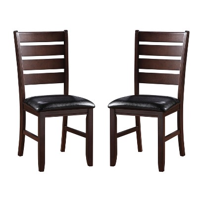 Simple Relax Set of 2 Dining Chairs with Ladder Back in Cherry and Black