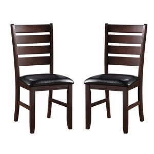 Simple Relax Set of 2 Dining Chairs with Ladder Back in Cherry and Black - 1 of 4